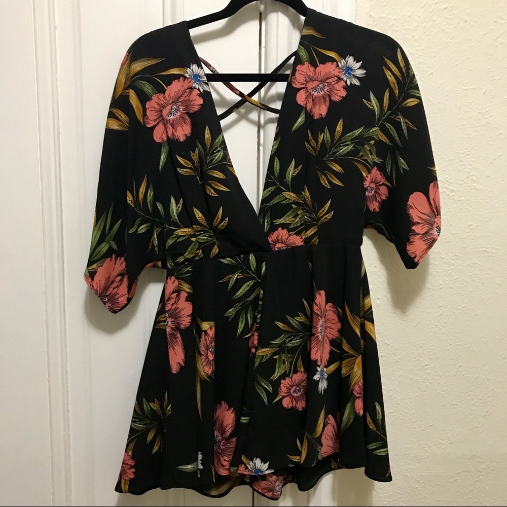 Vici Black Floral Romper